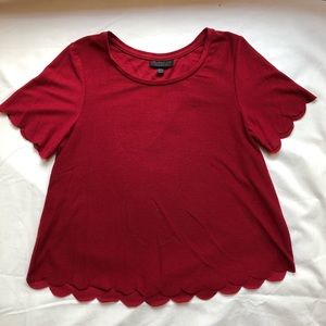TopShop red scalloped top